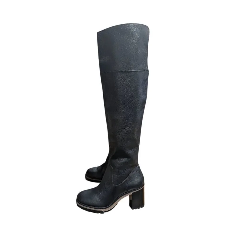 VINCE CAMUTO Dasemma Black Leather Over The Knee Boot Size 7.5M